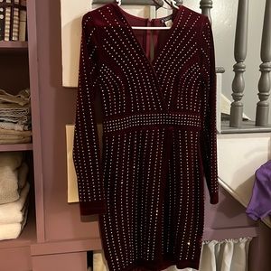 Red velvet sequin dress